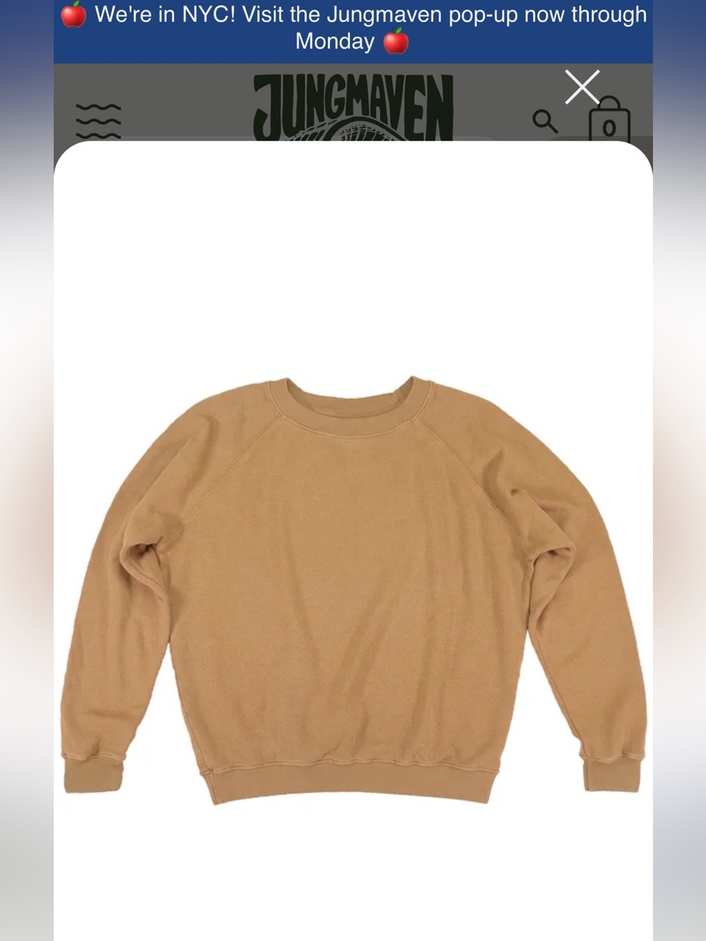 Jungmaven - bonfire raglan Crew Sweatshirt in Olive Brown